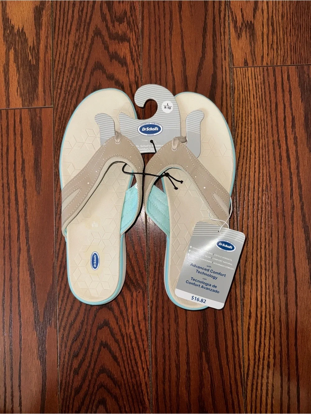Dr. Scholl's Beige and Light Blue Women's Flip Flops